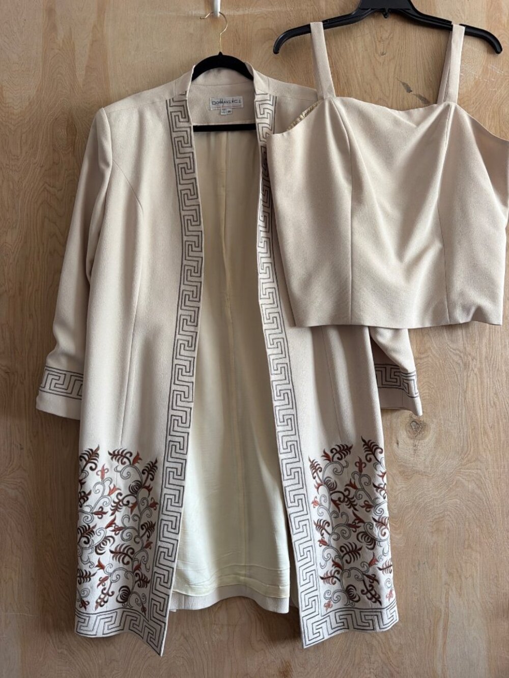 Donna Vinci 3-Pc Skirt Suit Ivory Embroidered Longline Jacket First Lady Sz 20 - Picture 9 of 16